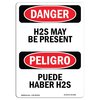 Signmission Safety Sign, OSHA Danger, 24" Height, Rigid Plastic, H2S May Be Present Bilingual Spanish OS-DS-P-1824-VS-1829